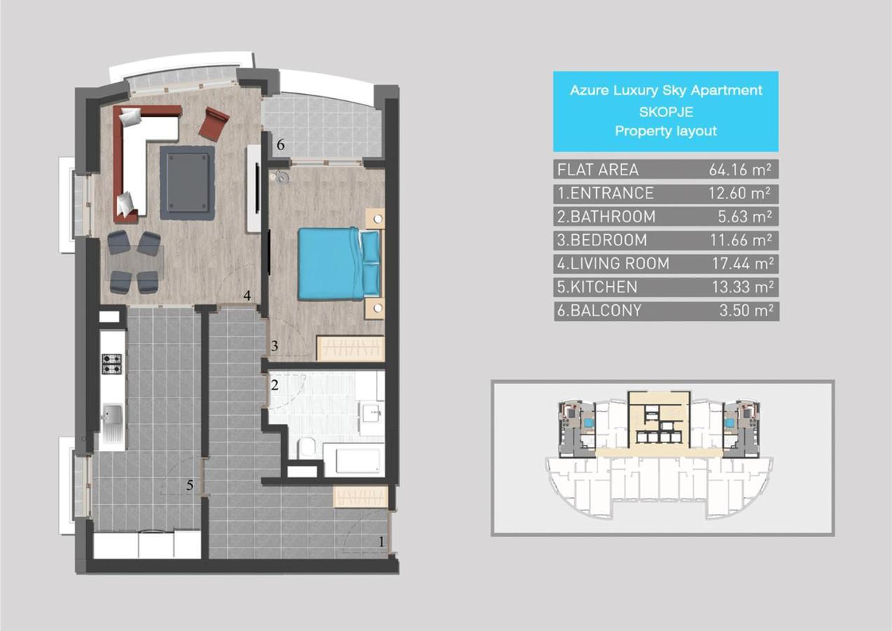 Azure Luxury Sky Apartment Skopje Luaran gambar